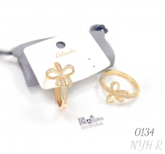 Bow Zircon Earring Gold Plated Earrings