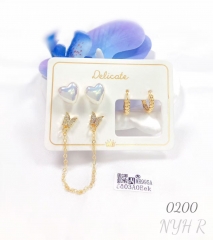 New butterfly pendant heart earrings set