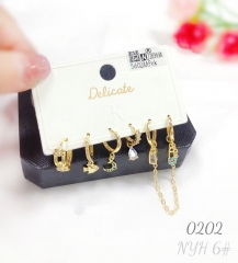 Gold Goldfish Crystal Pendant Earring Set