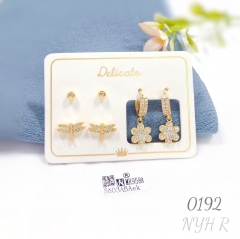 New Dragonfly Flower Diamond Pendant Earrings