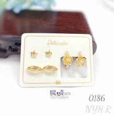 New Flower Pearl Five-pointed Star Oval Earrings