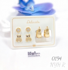 New Bear Hollow Five-pointed Star Earring Set