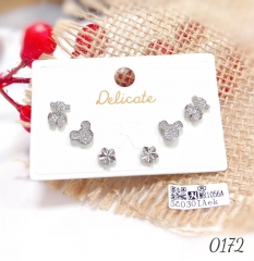 Three pairs of cute silver-plated stud earrings