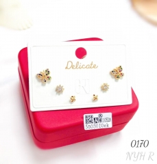 Colorful zircon butterfly stud earrings