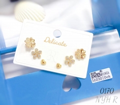Three pairs of four-leaf clover zircon