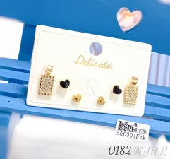 Gold-plated zircon stud earrings
