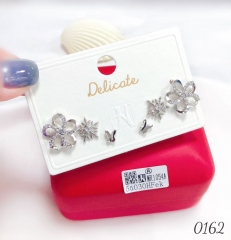 Silver-plated flower butterfly stud collection