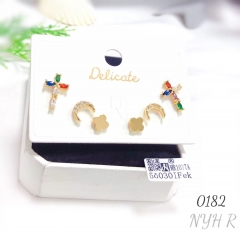 Multicolor zircon moon earring set