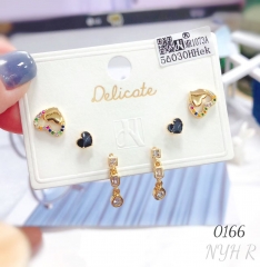 A collection of Heart-shaped colorful Zircon stud earrings