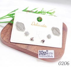 Planetary Butterfly Zircon Ear Stud Three-piece set