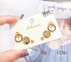 Rainbow Color Cubic Zirconia Small Round Circle Shape Stud earrings