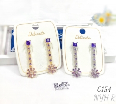 Colored zircon long ear studs