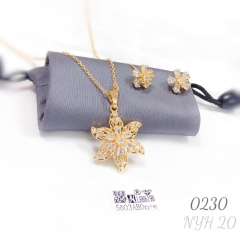 A two-piece set of six-petal zirconia stud earrings