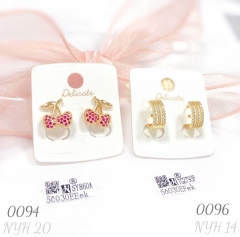 Zircon copper earrings and stud earrings