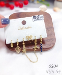 Six-piece zircon earring set