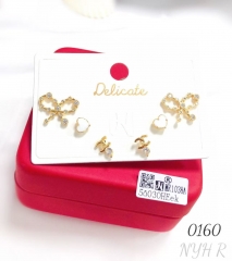 Fashion Bow Zircon Earring Set