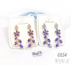 Purple zircon earrings light luxury exquisite leaf design