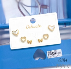 Heart Bow Zircon Earring Set