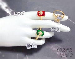 Gold-plated zircon flower ring