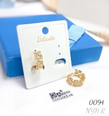 Copper jewelry micro-paved link zircon earrings