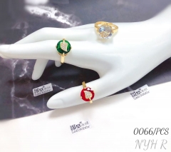 Gold-plated zircon leaf multi-color ring