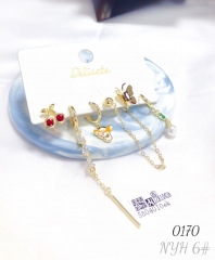 Exquisite Style Cherry Zircon Drop Earring Set