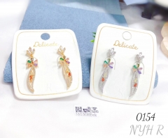 Wholesale water drop tassel earrings colored zircon women's