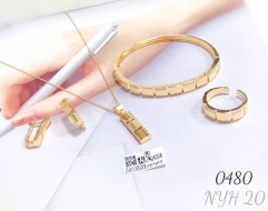 Zircon earrings, necklace, ring and bracelet set