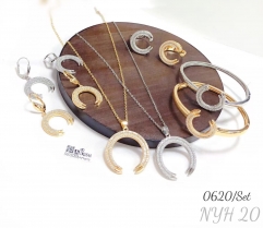 Zircon earrings, ring, bracelet and necklace set