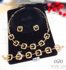 Fashionable three-piece jewelry set 18K gold-plated