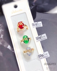 Zircon Multicolor Leaf Ring 18k Gold Women's Ring