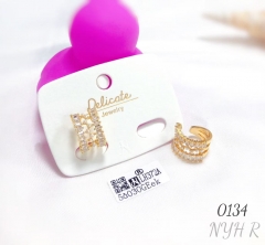 Fashionable zircon pearl hollow earrings