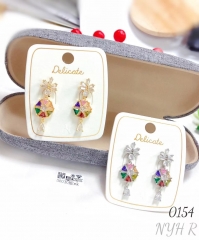 Tassel Jewelry Geometric Colored Zirconia Earrings