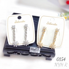 European and American style flower tassel zircon earrings