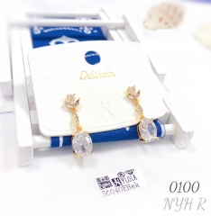 Zirconia Tear Drop Pendant Tassel Stud Earrings