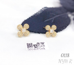 Women's jewelry flower earrings with cubic zirconia