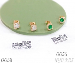 18K gold-plated jewelry gift square zircon earrings