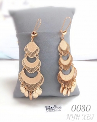 Three-layer gold earrings