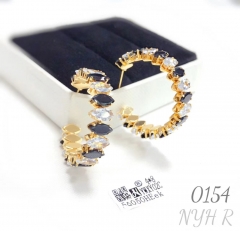 Gold earrings with diamonds  black