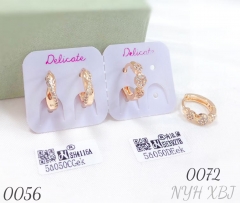 Twisted diamond or three-round diamond earrings