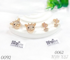 Fashionable zircon bull head cactus earrings for women