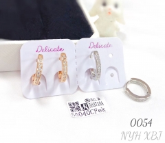 Delicate zircon gold and silver-plated earrings