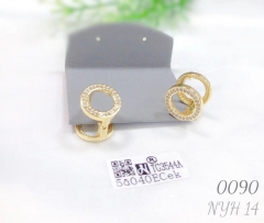 Women's fashion gold-plated zircon double-sided ring earrings