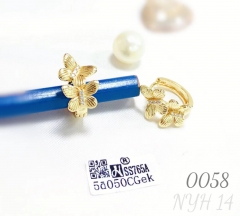 Gold-plated double-layer butterfly earrings punk style