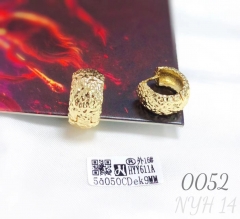 Gold Brass Lava Texture Chunky Hoop Earrings