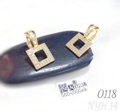 Classic design pavé zircon high quality square stud earrings