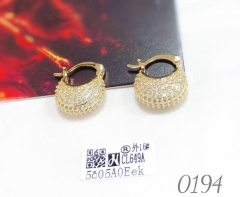 Men's exquisite real gold plated zircon earrings