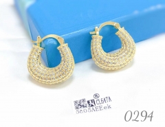 Fashion Gold Plated U Shape Earrings Thick Brass Zircon Earrings