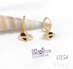 Hip Hop Heart Earrings Gold Plated Copper Earrings