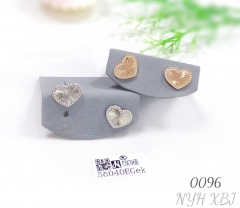 Silver-plated and gold-plated heart-shaped stud earrings